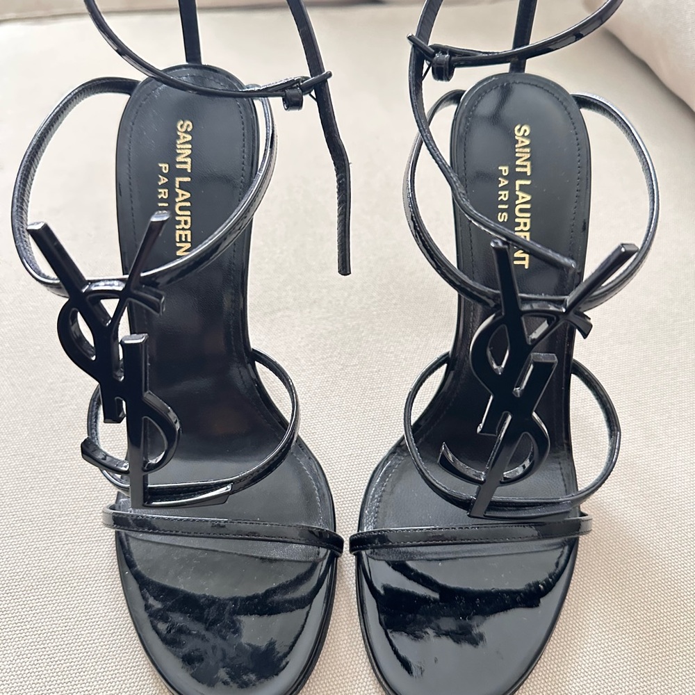 Saint Laurent Cassandra Black Patent Sandals